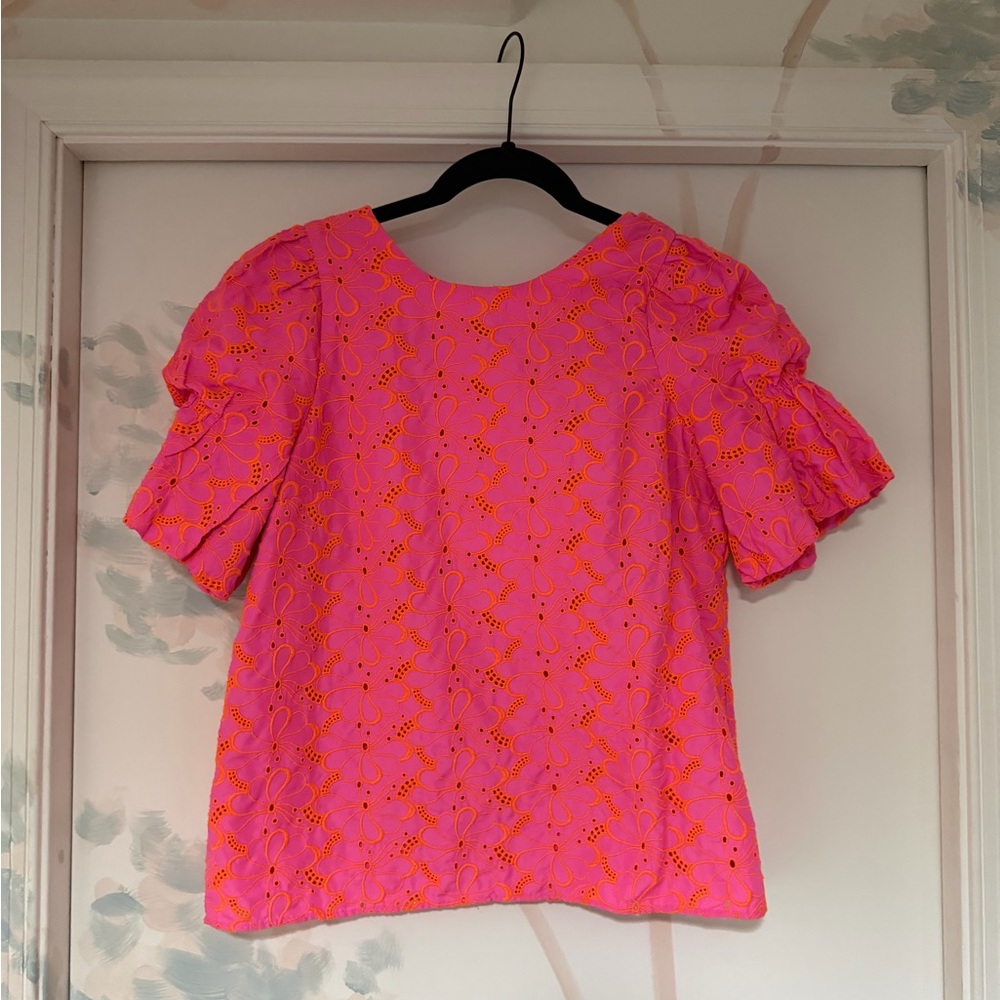 Lilly Pulitzer Pink and Orange Embroidered Top Sm